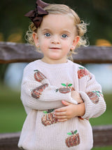 Thanksgiving Pumpkin Sequin Sweater – Beige, Perfect for Fall - Rylee Faith Designs - Flyclothing LLC