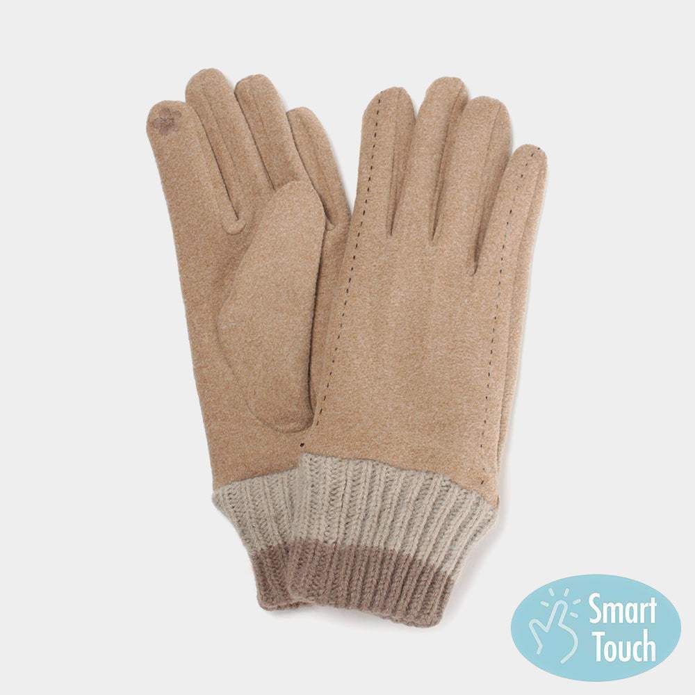 Knit Cuff Smart Touch Gloves - Madeline Love - Flyclothing LLC