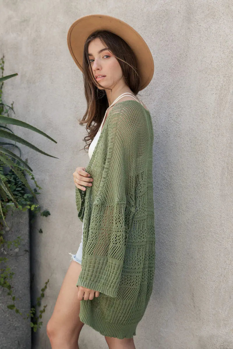 Knit Netted Cardigan - Boho Clothing and Accessories - Flyclothing LLC