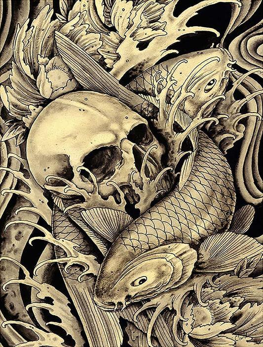 Black Market Art Company Koi & Skull Print - Black Market Art Company - Flyclothing LLC