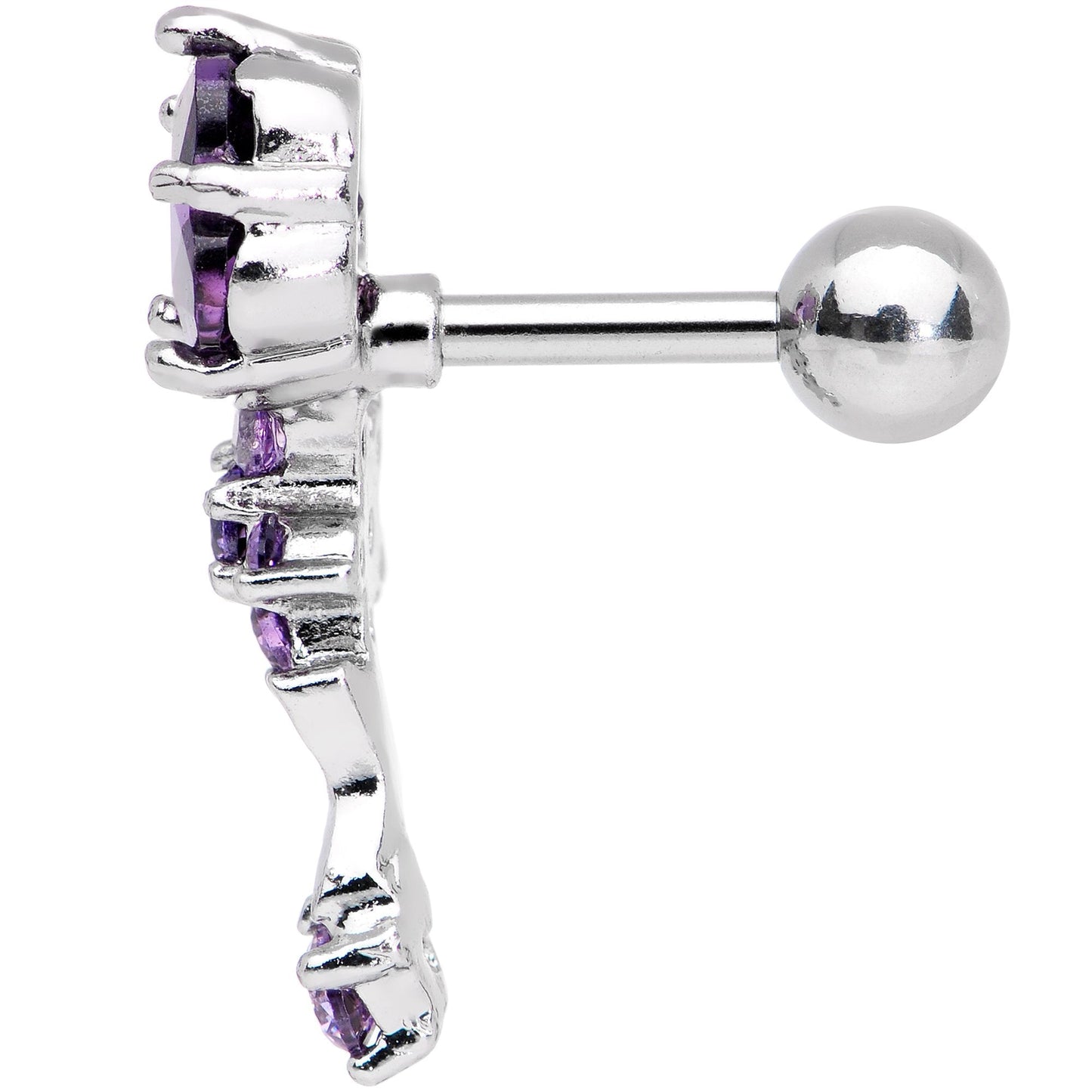 1/4 Purple Gem Cascade Right Cartilage Earring - BodyCandy - Flyclothing LLC