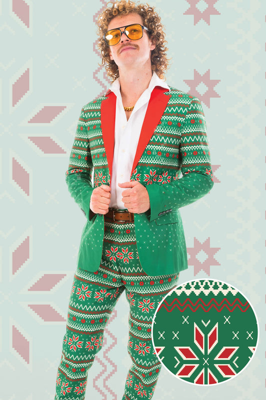 The Kris Kringle | Green Fair Isle Christmas Suit - Shinesty