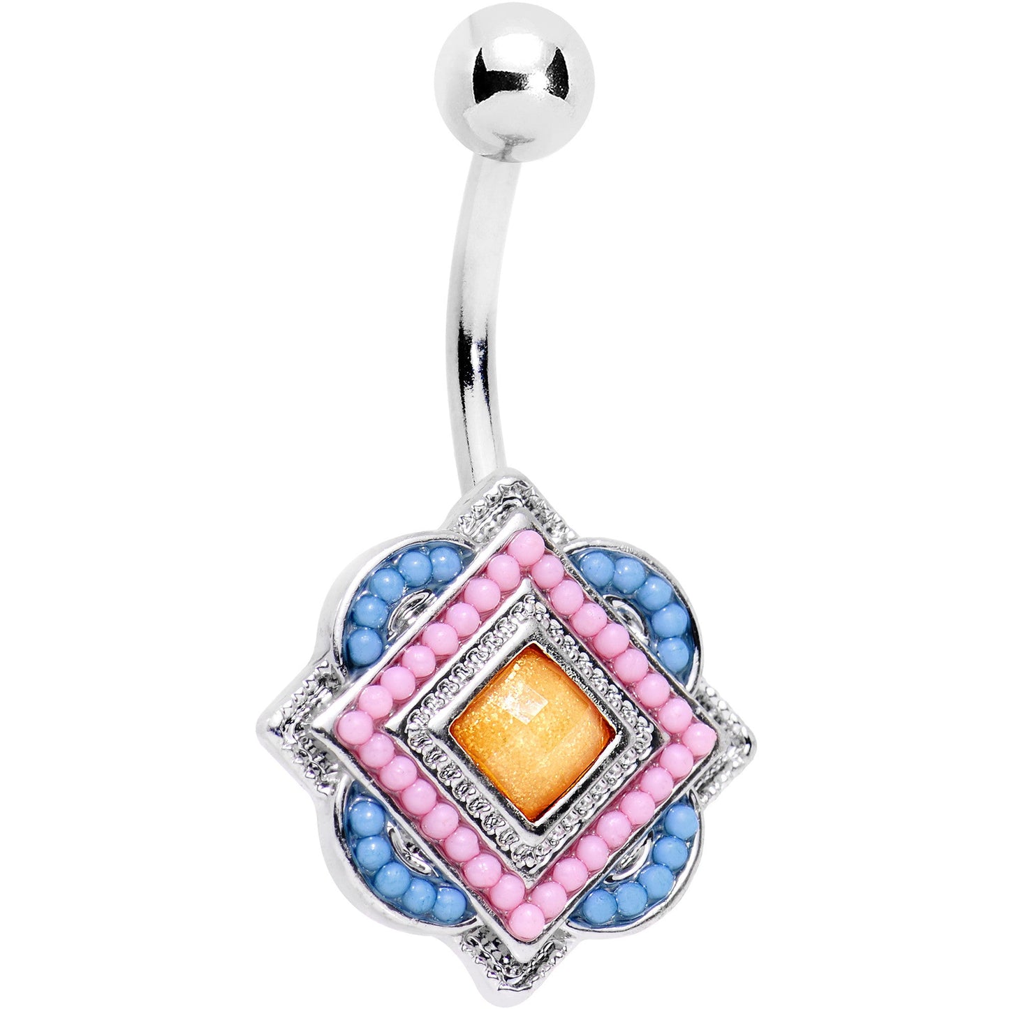 Yellow Gem Pink Baby Blue Orb Easter Sunday Belly Ring - BodyCandy - Flyclothing LLC