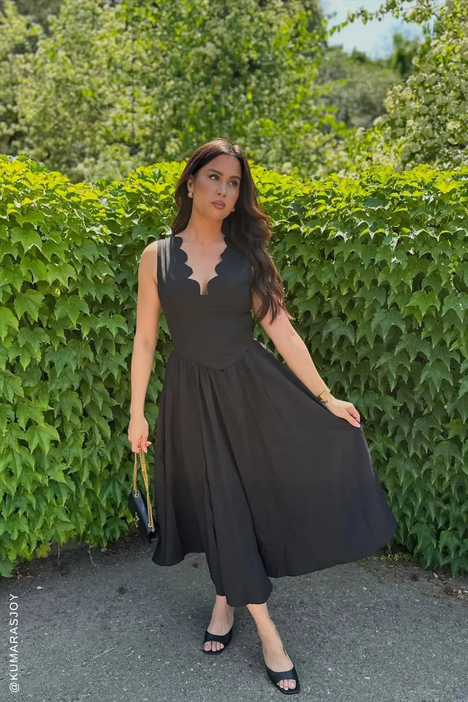 FOR THE RECORD BLACK WOVEN MIDI DRESS - Flying Tomato - Flyclothing LLC
