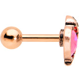 Pink Faux Opal Rose Gold Anodized Half Heart Tragus Cartilage Earring - BodyCandy - Flyclothing LLC