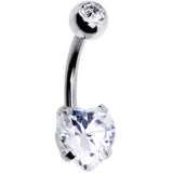 Clear CZ Gem Heart Kissed Rose Flower Dangle Belly Ring - BodyCandy - Flyclothing LLC