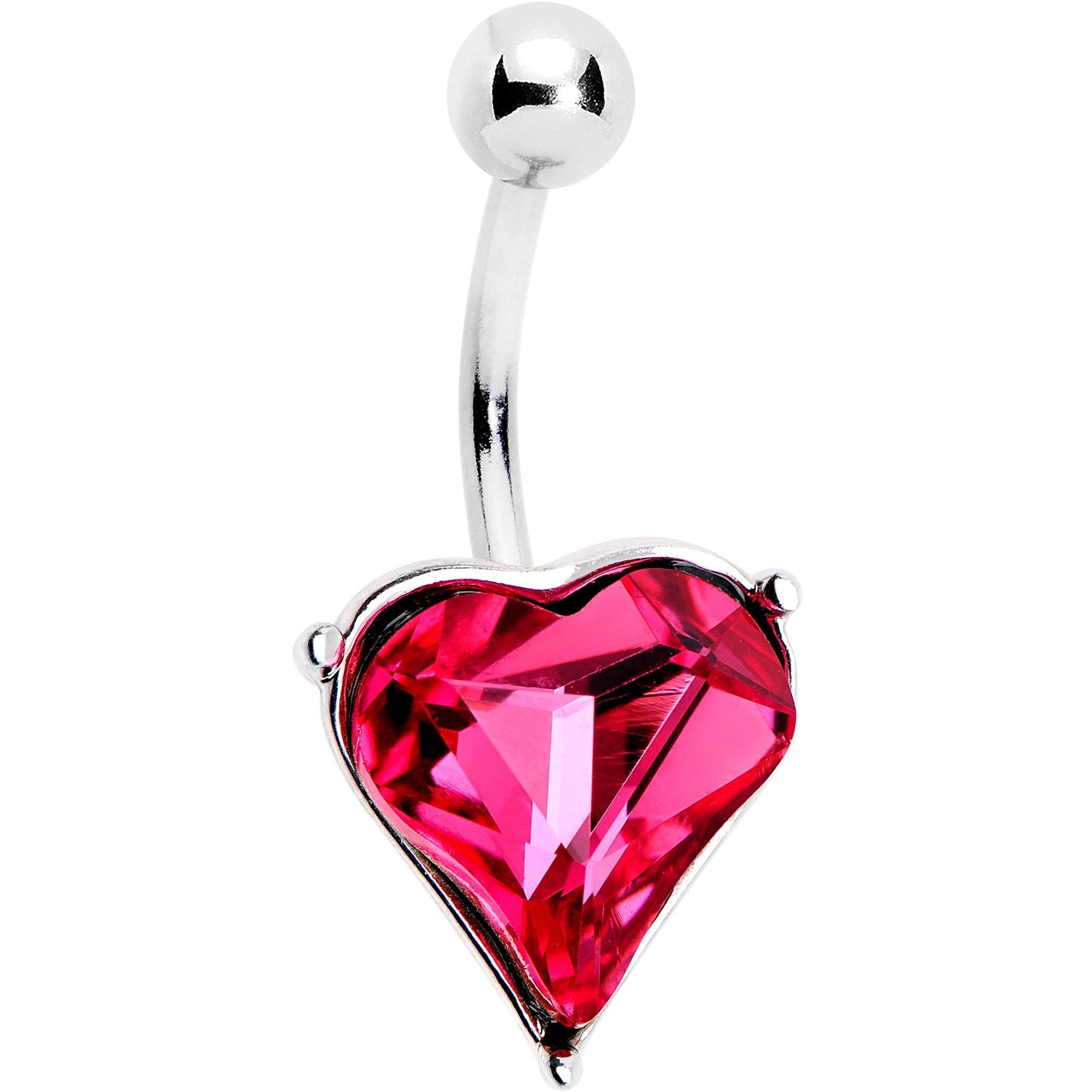 Red Gem Huge Heart Belly Ring - BodyCandy - Flyclothing LLC