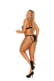 Elegant Moments Black Leather And Fishnet 2pc Set L1199