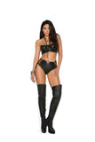 Elegant Moments Black Leather Top W/ Lace Up Front L4279