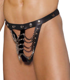Elegant Memories Black Men's Leather Pouch W/ Chains L9129