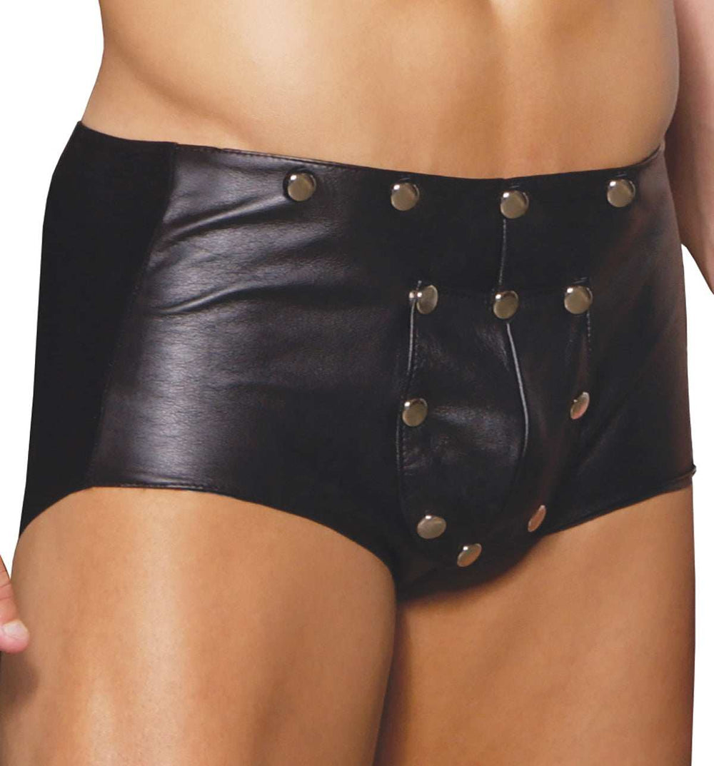 Elegant Moments Black Leather Shorts With Break Away L9130