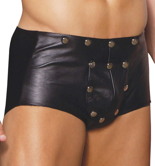 Elegant Moments Black Leather Shorts With Break Away L9130 - Elegant Moments - Flyclothing LLC
