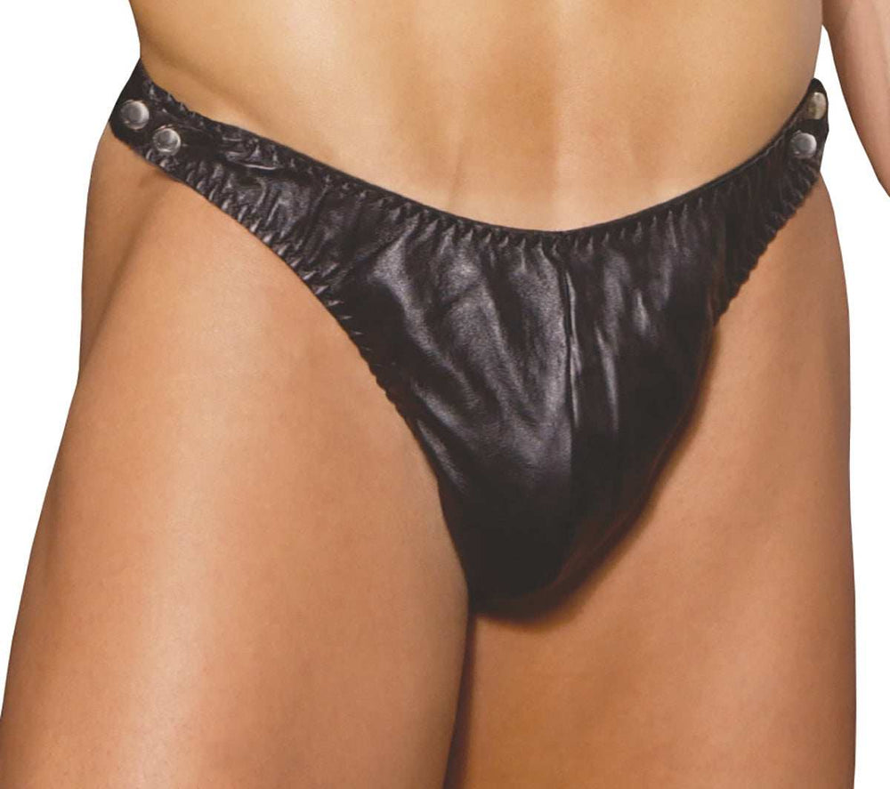 Elegant Moments Black Men's Thong W/ Side Snaps L9139