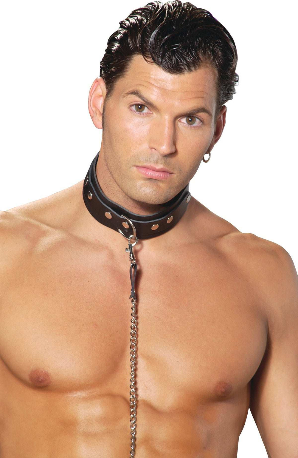 Elegant Moments Black Leather Collar W/ O Ring L9150 - Elegant Moments - Flyclothing LLC