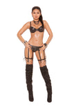 Elegant Moments Black Leather Garterbelt W/ 8 Straps L9170
