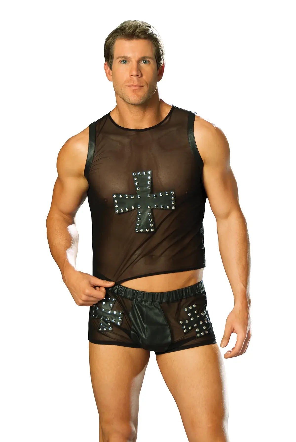 Elegant Moments Black Mesh Tank Top L9284 - Elegant Moments - Flyclothing LLC