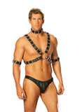 Elegant Memories Black 4 Pc Mens Set Harness & Collar L9663