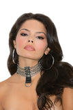 Elegant Memories Black 3 Chain And Leather Collar L9731
