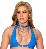 Elegant Memories Blue Leather Choker W/Chain L9863