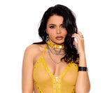Elegant Memories Yellow Leather Choker W/Chain L9863