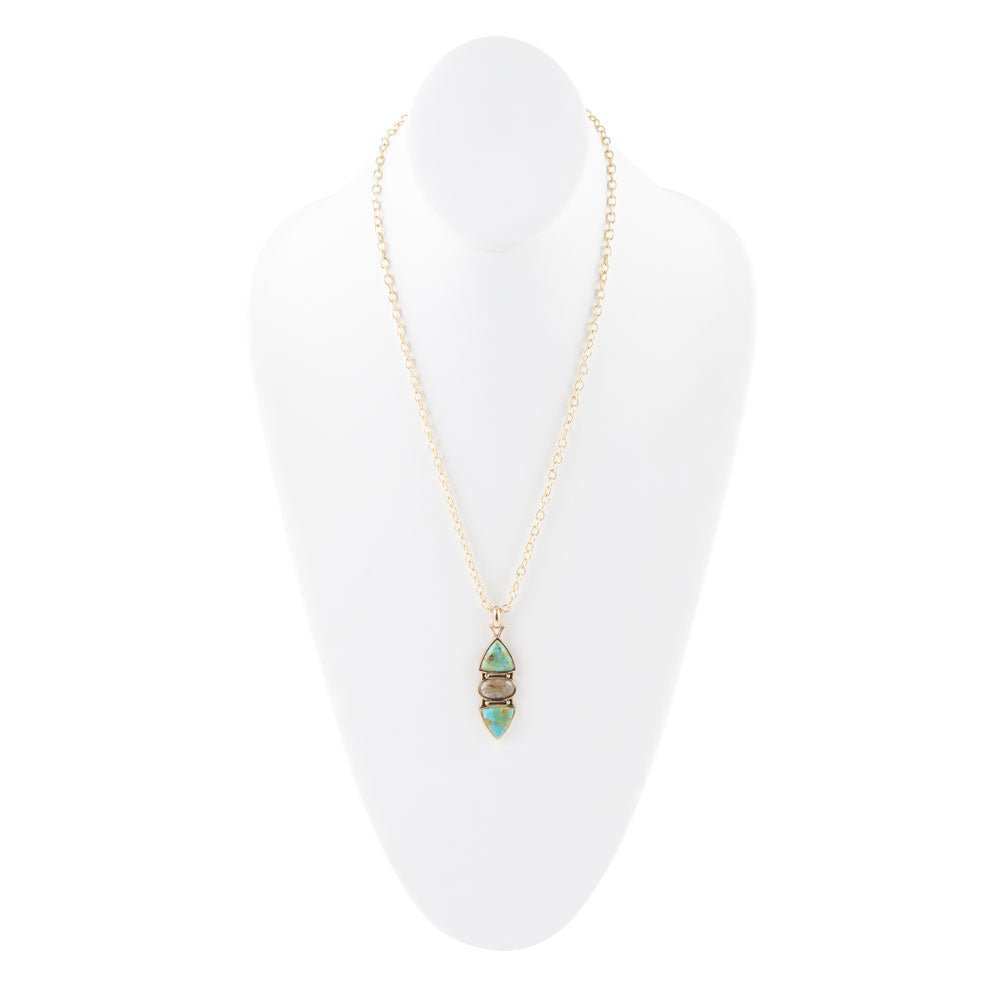 Labradorite and Turquoise Pendant Necklace - Barse Jewelry - Flyclothing LLC