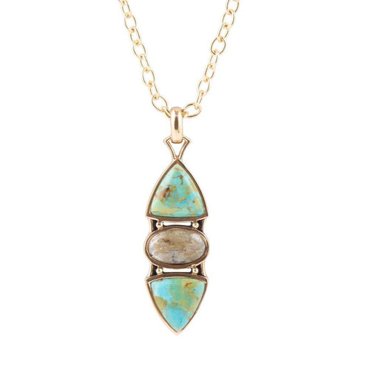 Labradorite and Turquoise Pendant Necklace - Barse Jewelry - Flyclothing LLC