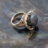 Black Labradorite and Golden Statement Ring - Barse Jewelry