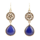 Lace Blue Agate Drop Golden Earrings - Barse Jewelry - Flyclothing LLC