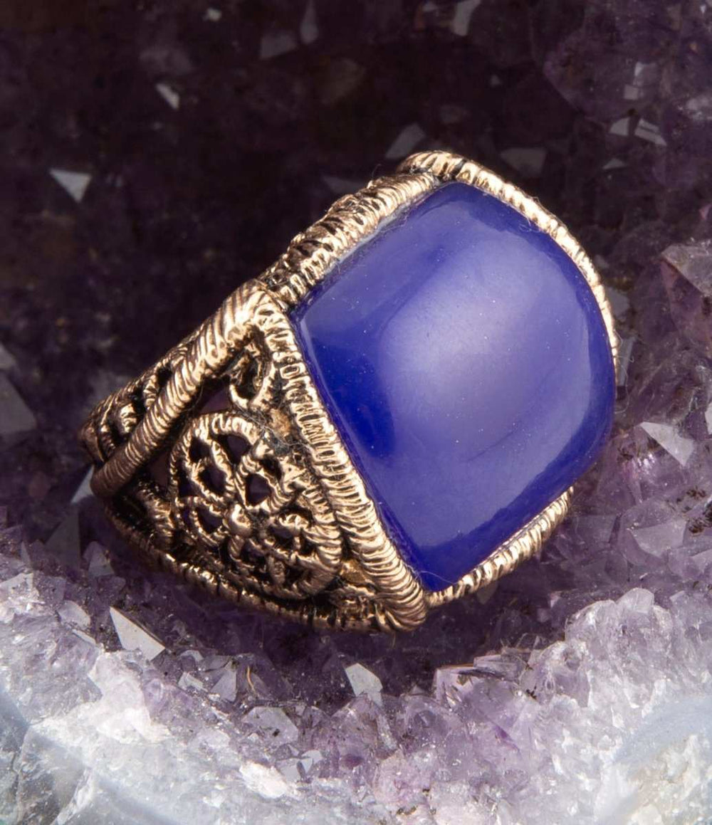 Lace Blue Agate Golden Statement Ring - Barse Jewelry - Flyclothing LLC