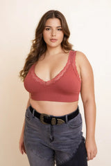Lace Trim Padded Bralette Plus - Boho Clothing and Accessories - Flyclothing LLC