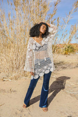 Lace-Up Crochet Tunic - Boho Clothing and Accessories - Flyclothing LLC