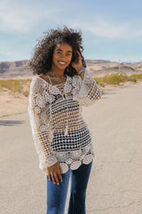Lace-Up Crochet Tunic - Boho Clothing and Accessories - Flyclothing LLC