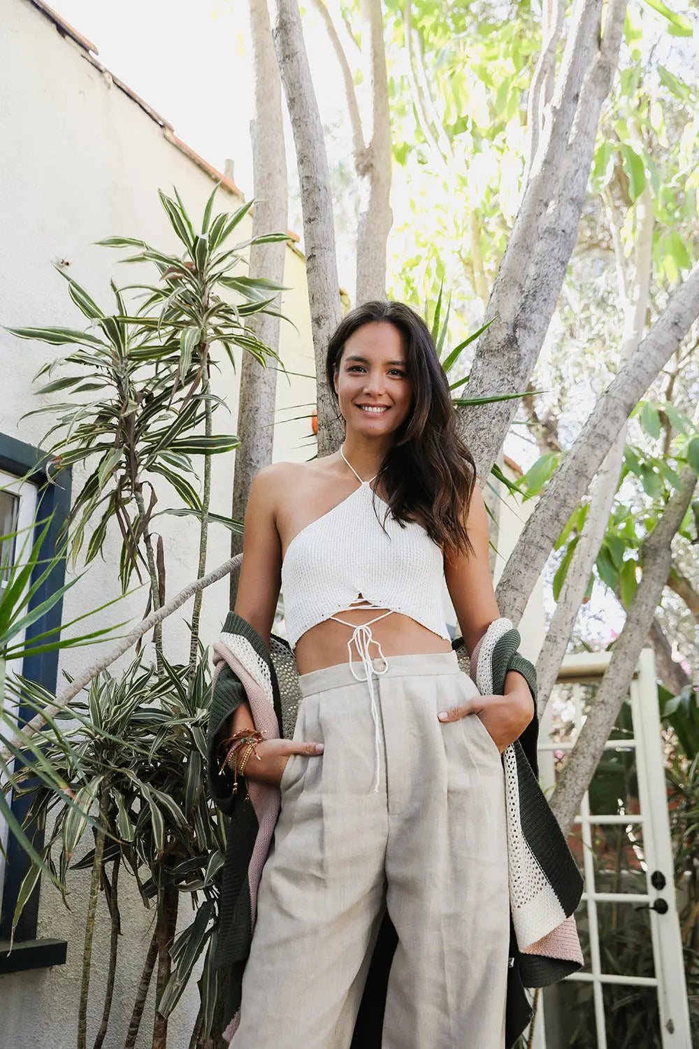Lace-up Halter Knit Bralette - Boho Clothing and Accessories - Flyclothing LLC