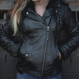 Cher - Women's Lambskin Leather Motorcycle Jacket - Unik Just for Bikers - Flyclothing LLC