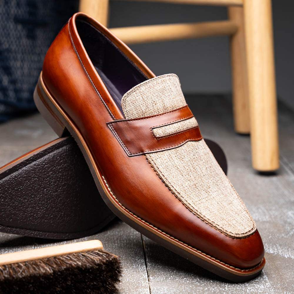 15-733-CGN Lago Italian Calfskin Slip On Loafer Cognac - Zelli Italia - Flyclothing LLC