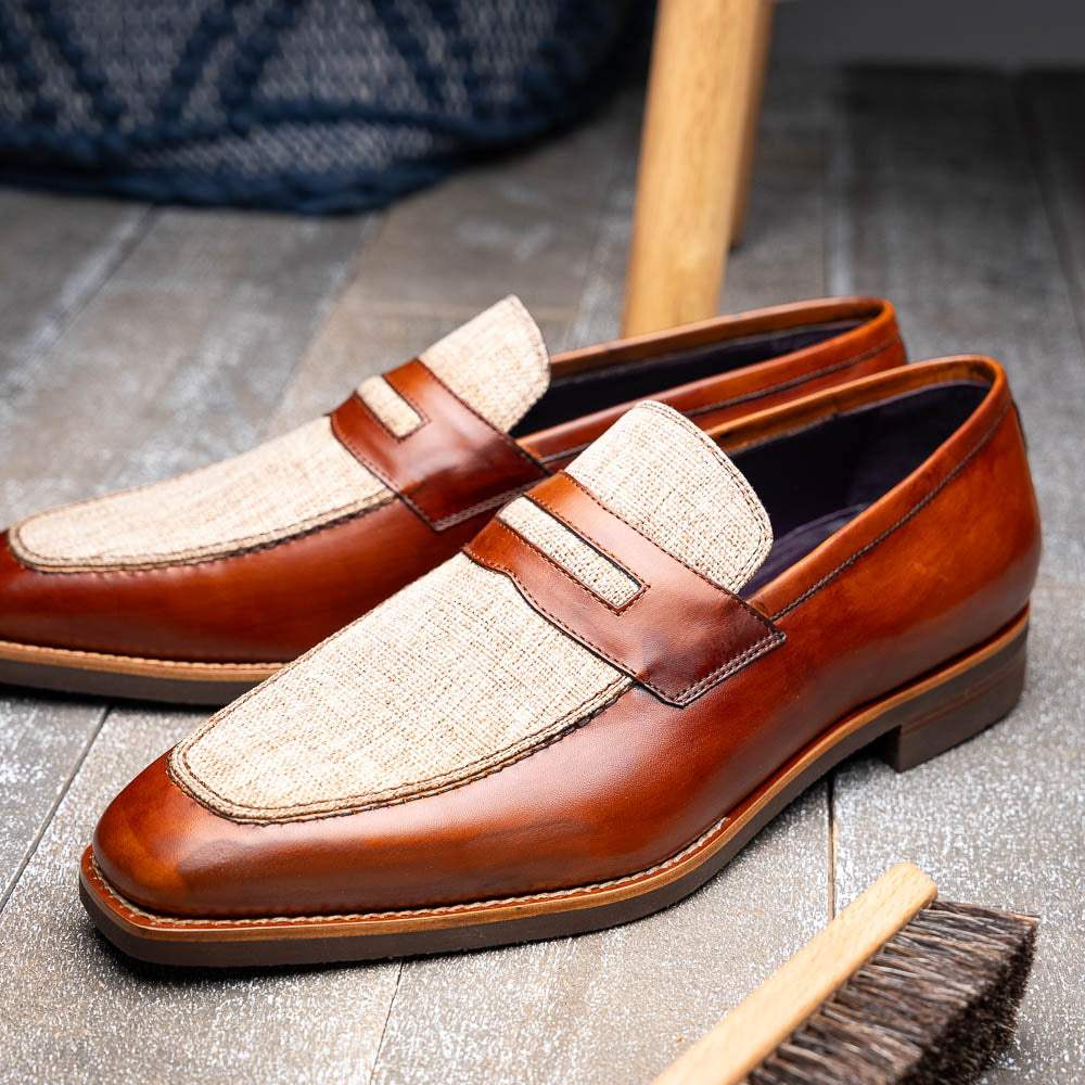 15-733-CGN Lago Italian Calfskin Slip On Loafer Cognac - Zelli Italia - Flyclothing LLC