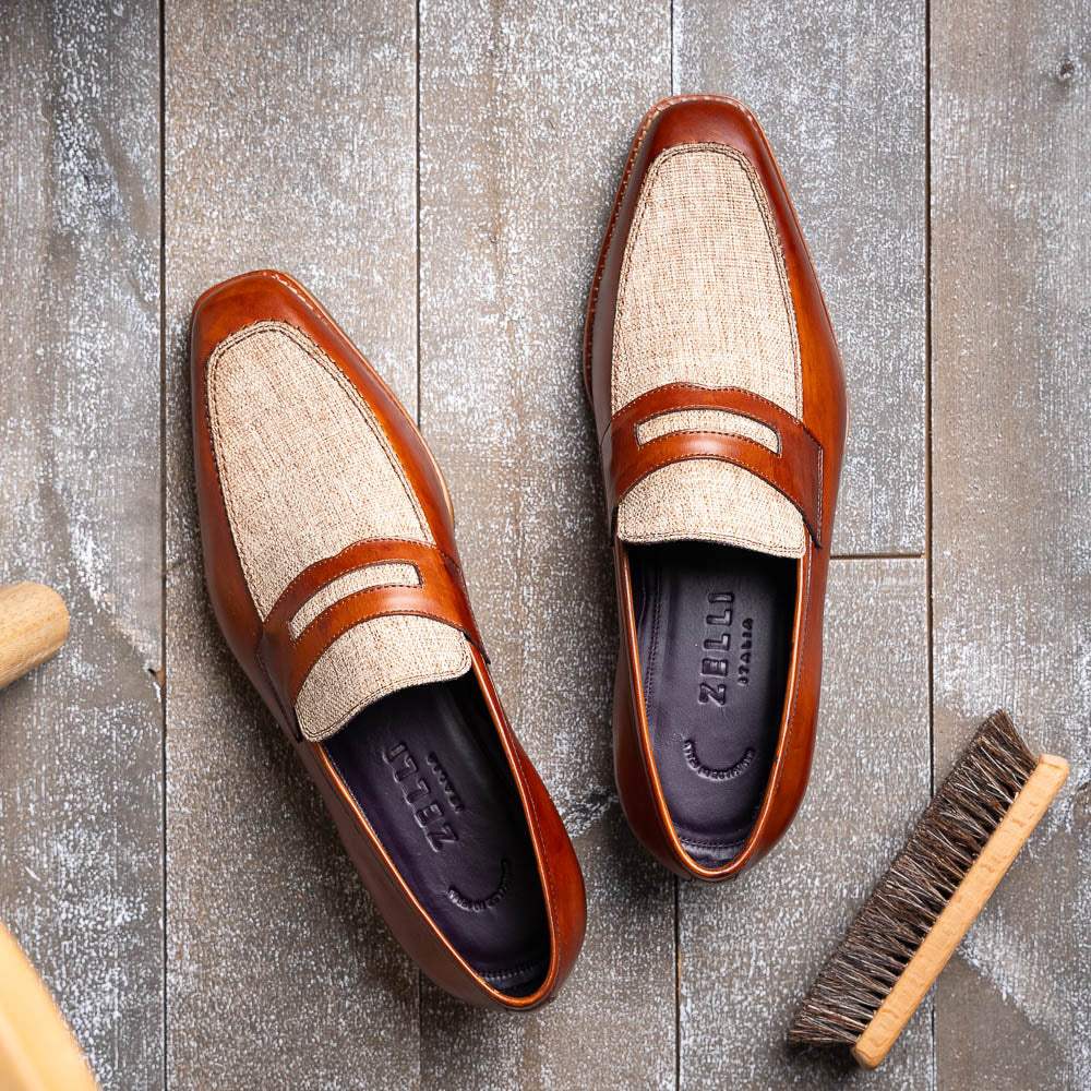 15-733-CGN Lago Italian Calfskin Slip On Loafer Cognac - Zelli Italia - Flyclothing LLC