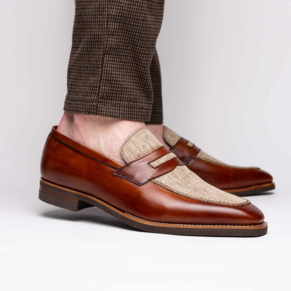 15-733-CGN Lago Italian Calfskin Slip On Loafer Cognac - Zelli Italia - Flyclothing LLC