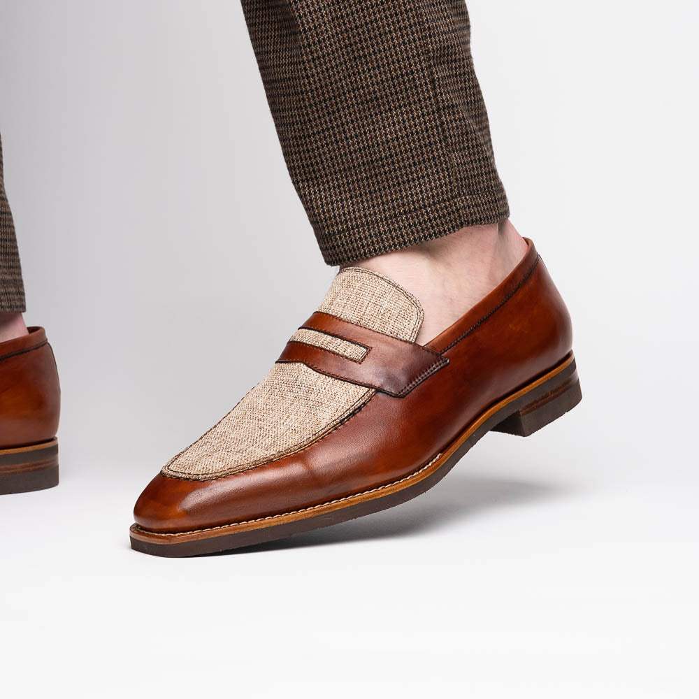 15-733-CGN Lago Italian Calfskin Slip On Loafer Cognac - Zelli Italia - Flyclothing LLC