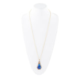 Blue Lapis Golden Elongated Pendant Necklace