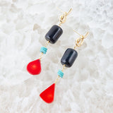 Lapis and Coral Post Drop Earrings
