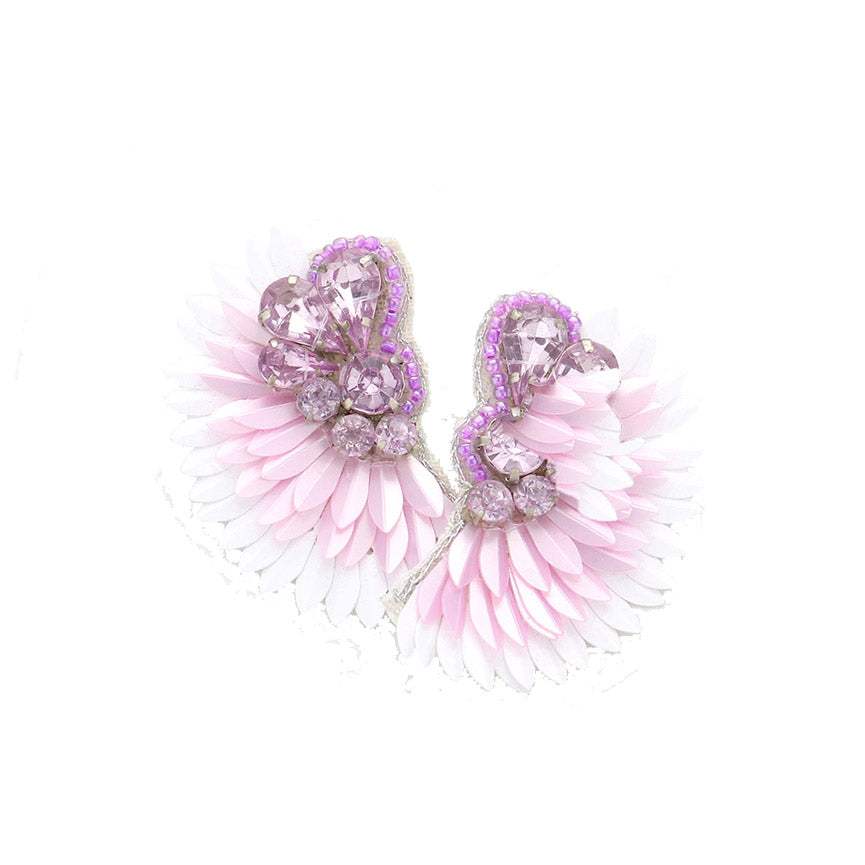 Felt Back Stone Embellished Boho Fringe Earrings - Madeline Love - Flyclothing LLC