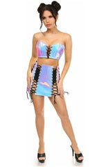 Daisy Corsets Lavish 2 PC Blue/Purple Holo Bustier & Skirt Set - Daisy Corsets - Flyclothing LLC