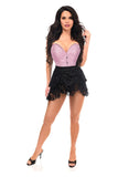 Daisy Corsets Lavish 2 PC Lt Pink Brocade Corset & Black Lace Skirt Set
