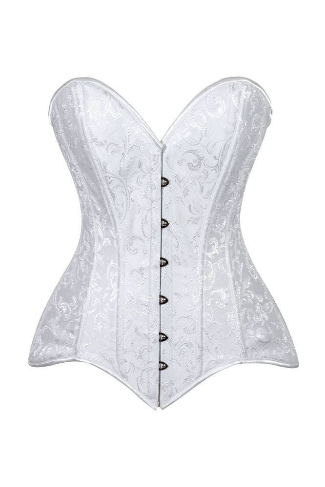 Daisy Corsets Lavish 2 PC White Brocade Corset & Denim Skirt Set - Daisy Corsets
