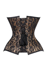 Daisy Corsets Lavish Beige/Black Lace Overbust Corset Sweetheart Neckline Busk Closure - Daisy Corsets
