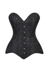 Daisy Corsets Lavish Black Brocade Overbust Corset W/Busk Closure - Daisy Corsets