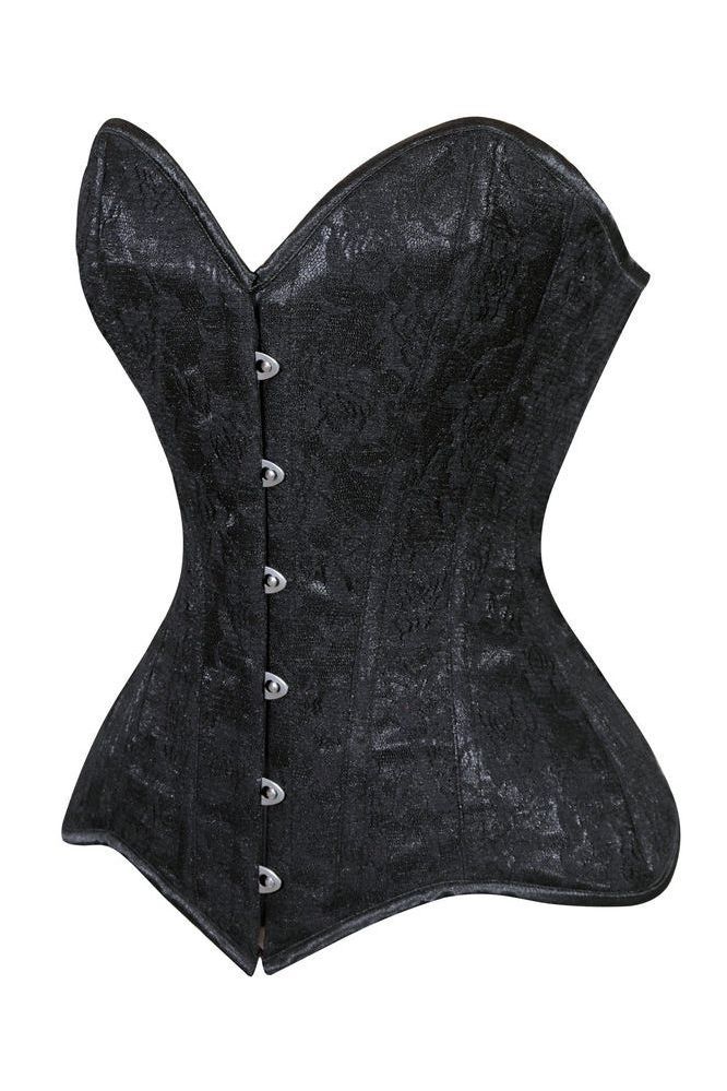 Daisy Corsets Lavish Black Lace Overbust Corset Sweetheart Neckline Busk Closure - Daisy Corsets