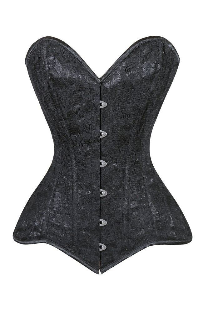 Daisy Corsets Lavish Black Lace Overbust Corset Sweetheart Neckline Busk Closure - Daisy Corsets