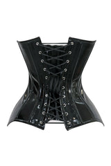 Lavish Black Patent PVC Vinyl Overbust Corset Sweetheart Neckline Busk Closure - Daisy Corsets - Flyclothing LLC